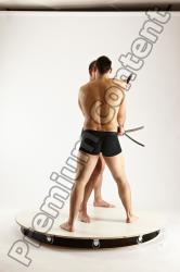 Underwear Fighting Man - Man White Muscular Short Brown Multi angles poses Academic